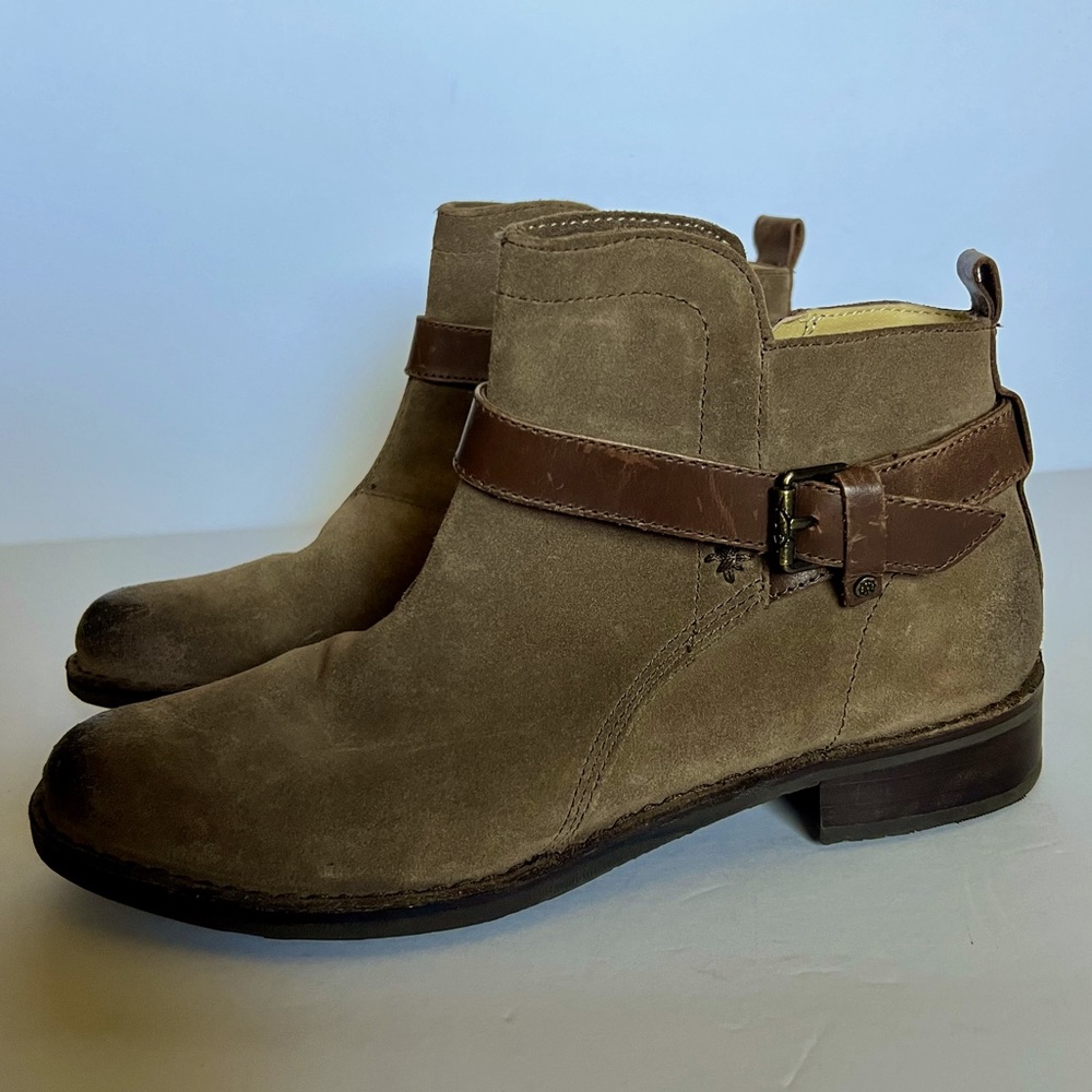 Bussola Sevilla Taupe Suede Ankle Booties Size 39 US 8
